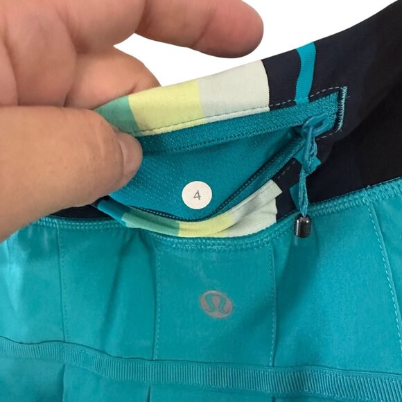 Lululemon Run Pace Setter Skort Blue Surge Striped Elastic Waistband Size 4 - Picture 8 of 9
